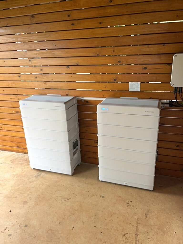 Two solar batteries installed on a Gold Coast home