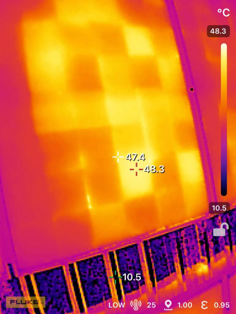 Thermal image of solar panel hotspots in Banora Point