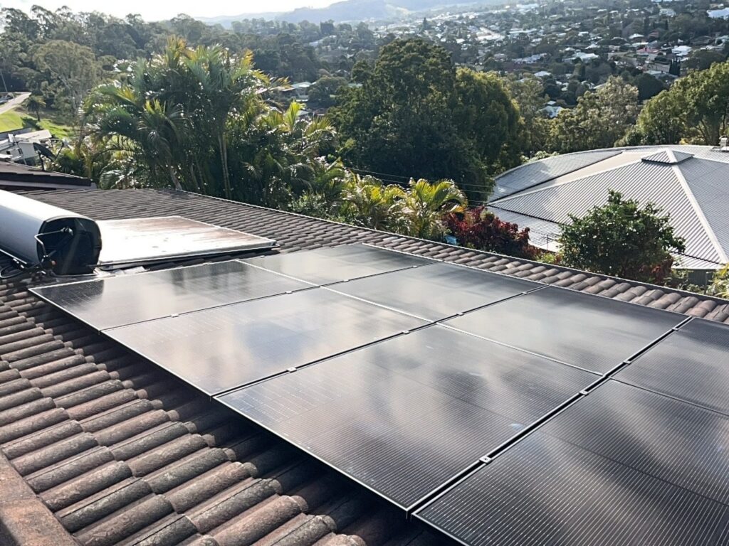 Replacement solar panels on a tiled roof in Lismore